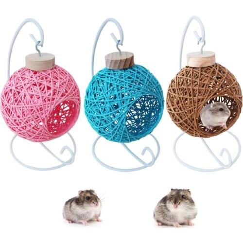Hamster Hanging Cradle Small Pet Cage House Rattan Hammock Breathable Mesh Sleep Bed Hide Play Toys Habitat Rest Cave C42