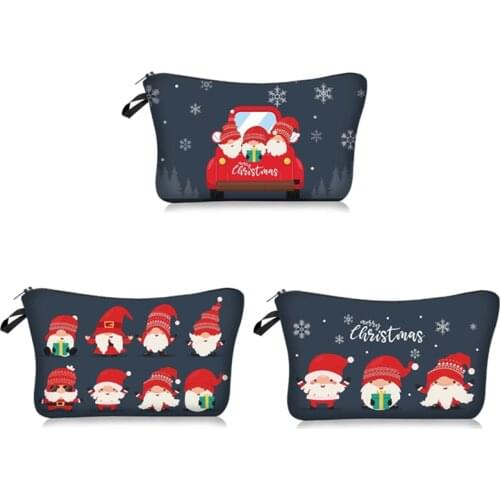 Cute Santa Claus Snowman Cosmetic Bag Merry Christmas Ornaments Christmas Gift Bags 2021 Navidad 2022 New Year Gift Kerst Noel
