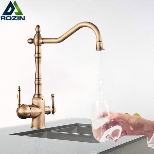 Modern Kitchen Water Filter Faucet Lead-Free Water Filtration Faucet Antique Brass Drinking Water Faucet Kitchen Sink Faucet