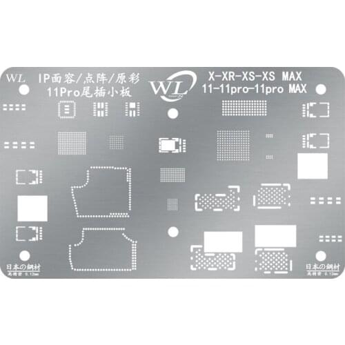 WL BGA Reballing Stencil Tin Planting Steel Mesh for iPhone X-11Pro max Face ID/Dot Matrix/Original Color/Tail Plug Small Plate