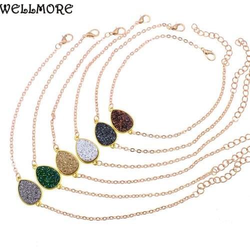 WELLMORE Anklets For Women water drop stone cheap Bohemia chain Anklet Bracelets girl party foot jewelry wholesale Drop Shipping