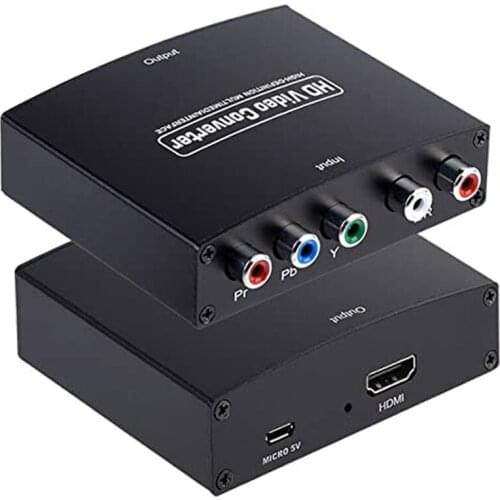 YPbPr to HDMI-Compatible Coverter + R/L 5RCA RGB to HD-MI Converter Support 1080P Video Audio Converter for DVD PSP to HDTV