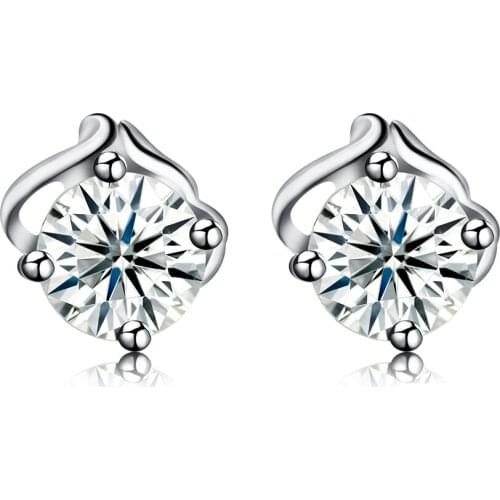 ZEMIOR Stud Earrings For Women Sterling Silver 925 Minimalist Trendy Round Cubic Zirconia Earring Anniversary Gift Wholesale
