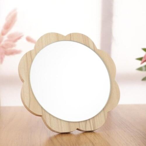 10pcs Makeup Mirror Wooden Bathroom Accessories Desktop Decoration Mirror High Clear Standing Cosmetic Dresser Mirror F2594