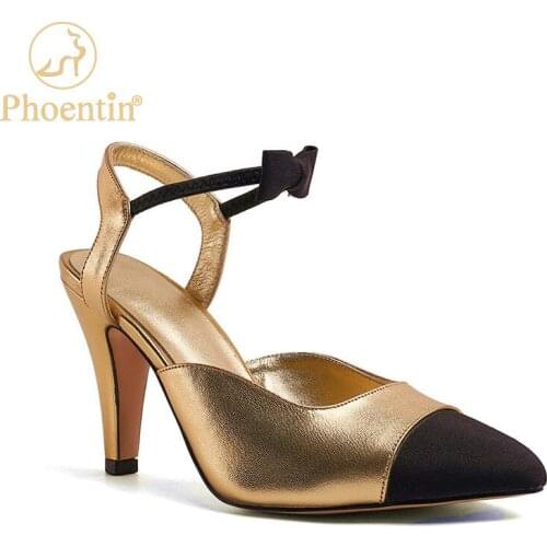 Phoentin Elegant Genuine leather Sandals 2021 New Women Summer Bowknot Mixed Color Runway Shoes Sexy Party High Heels FT1383