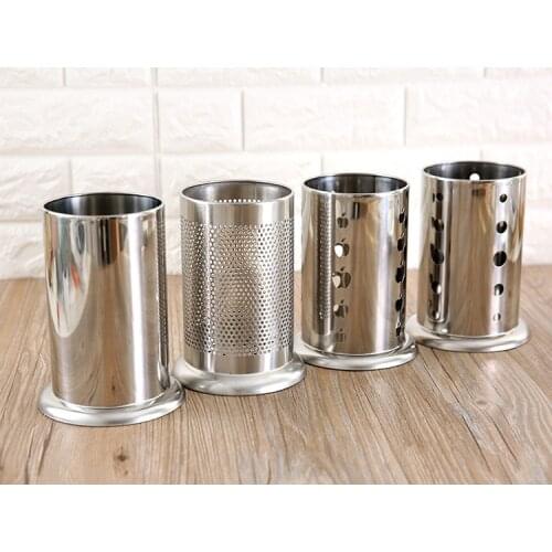 1PC Stainless Steel Chopsticks Storage Tube Tableware Draining Box Spoon bucket Knife Organizer Kitchen Utensils LF 202