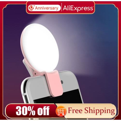 1pc Universal Selfie LED Ring Flash Light Mobile Phone Beauty Lighting Night Darkness Selfie for Cell Phone Camera for Party