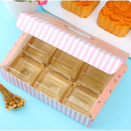 10pcs Pink Moon Cake Box Portable Cube Package Cookies Boxes Wedding Favor Boxes For Candy Cake