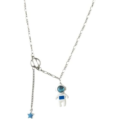 10pcs / lot fashion jewelry metal chain star spaceman astronauts necklace