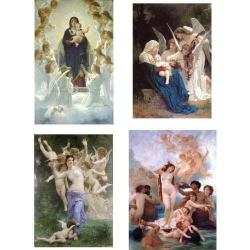 4pcs -GOOD--HOME BAR CLUB wall decorative art PRINT PAINTING-- Bouguereau The Birth of Venus Angels The Invasion The Virgin ART