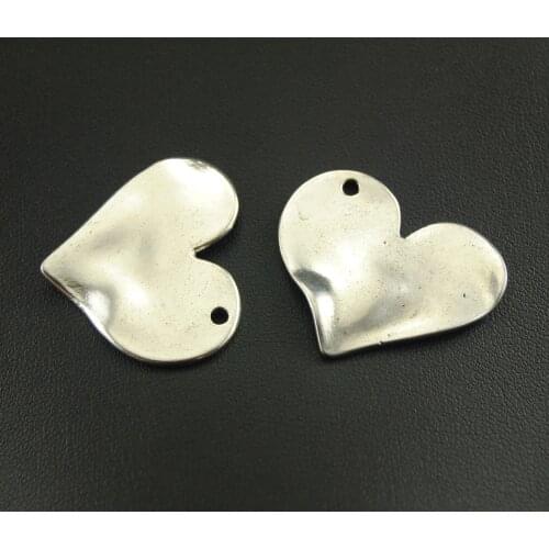 5pcs Silver Color Blank Heart Charms Pendant Fit Bracelets Necklance DIY Metal Jewelry Making A1076