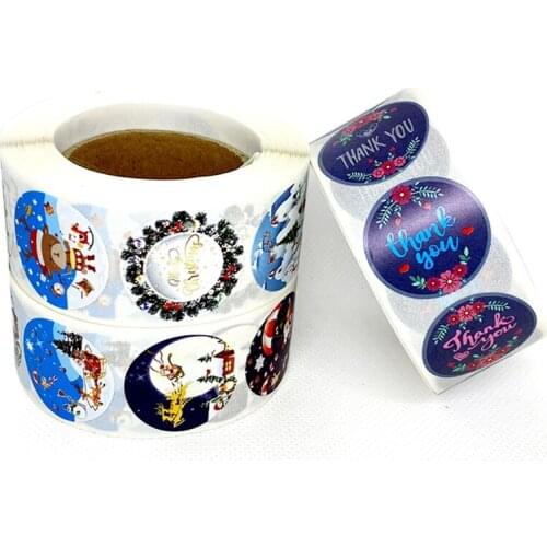 500pcs/roll Christmas Sticker Santa Claus Pattern Cartoon Stationery Sticker For Kids Christmas Gift Adhesive Labels