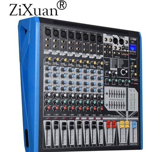 750W + 750W DJ Karaoke 8 Channel Digital Audio Sound Amplifier Mixer With Bluetooth USB MP3 16 Digital Effects Mixing Console