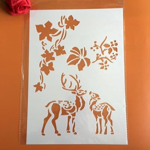 A4 29 * 21cm Sika Deer love DIY Stencils Wall Painting Scrapbook Coloring Embossing Album Decorative Paper Card Template