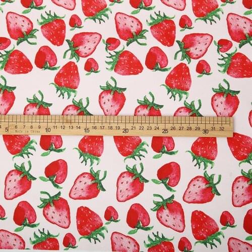 100x145cm Fashion Strawberry Printed Imitated Silk Satin Fabric For Woman Dress Blouse Pants DIY Cloth Sewing