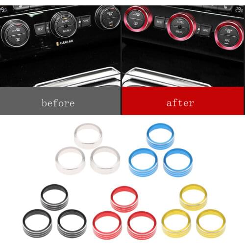 Car Air Conditioning Control Ring Knob Covers For Volkswagen Tiguan A/C Switch Buttons Control Knobs Cover