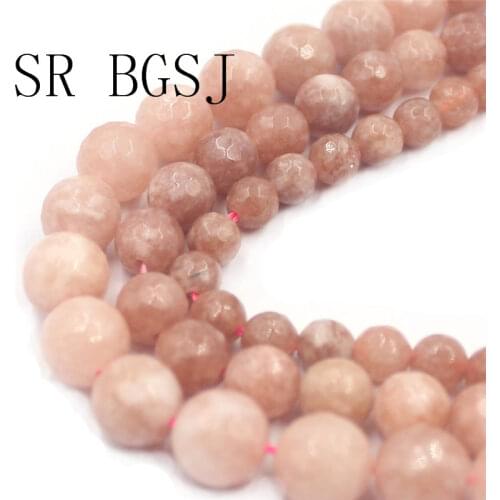 Free Shipping 6mm 8mm 10mm Faceted Sun Stone Gems Stone Jewelry Making Beads Strand 15"