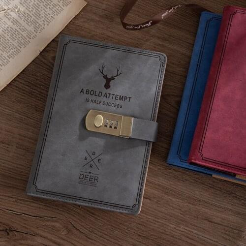 Notepad With Lock Notebook 2021 New A5 Dairy Personal Password Leather Soft Cover Squred Books Records Office Accessories