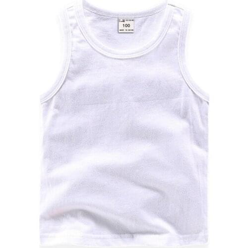 New Summer Retail Cotton Children Vest Tshirt For Boys Girls Kids Sleeveless Tops Toddler Baby Boys Girls Clothes For 2-12 Years