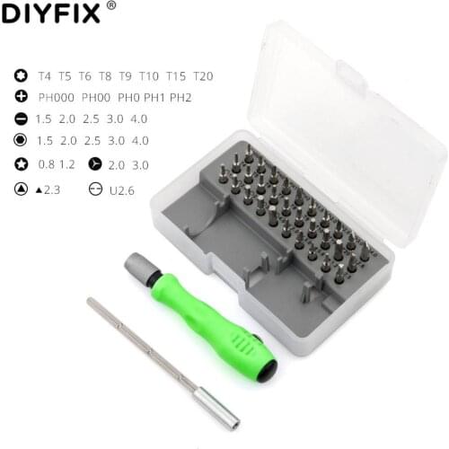 DIYFIX 34 in 1 Screwdriver Set Precision Magnetic Screwdriver Bits for Mobile Phone Camera Tablet PC Watch Repair Tools Kit