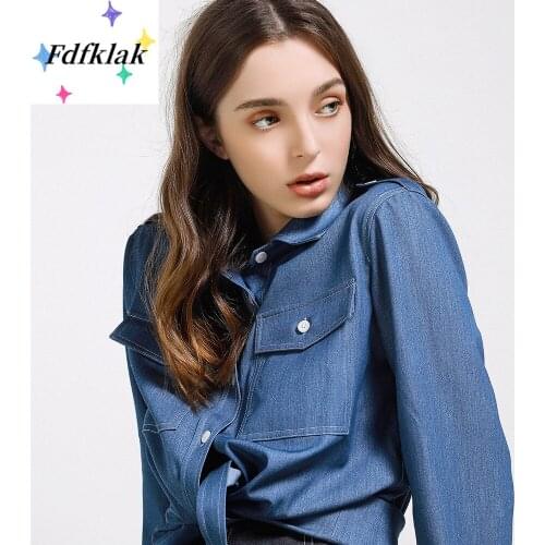 Женские джинсовые рубашки Fdfklak China At AliExpress