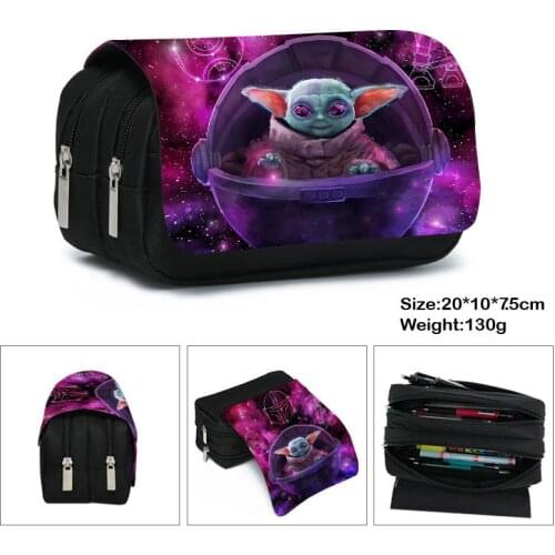 Disney Mandalorian Baby Yoda Action Figures Toys Student Anime Stationery Box Child High-capacityPen Case Bag Kids Gift
