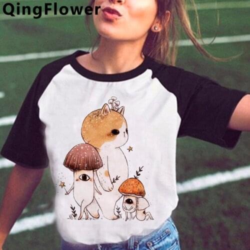 Mushroom t shirt summer top women japanese streetwear 2021 tshirt clothes plus size vintage