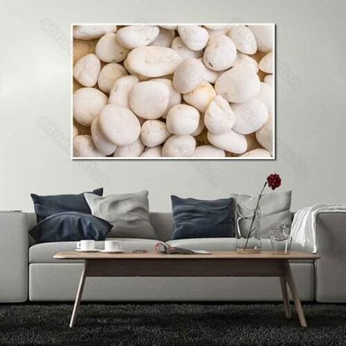 Canvas Painting Poster Print Nordic Minimalist Pictures White and Fine Pebbles for Living Rooms Bedroom Gallery Wall Decoration