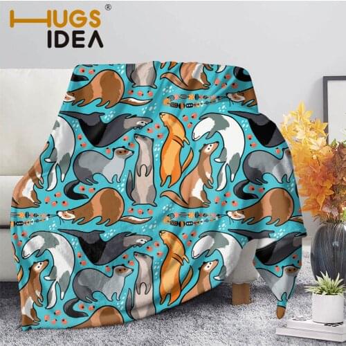 HUGSIDEA Ferrets Printed Spring/Winter Fleece Blanket Bed Blanket Cartoon Kids Throw Bedspread Travel Plush Blanket