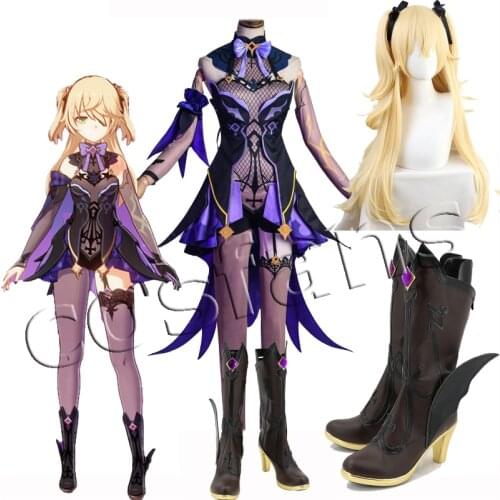 Game Genshin Impact Cosplay Fischl Costume Game Fischl Cosplay Costume Wig Shoes Anime Outfits Dress Halloween Carnival Uniforms
