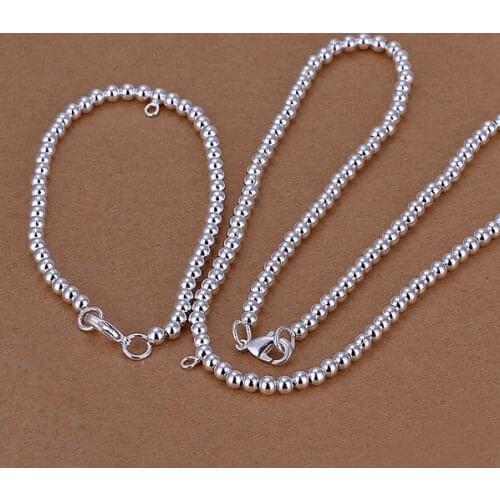 S062 Wholesale, free shipping jewelry set, fashion jewelry set 4Mm Bean Two-Piece Jewelry Set