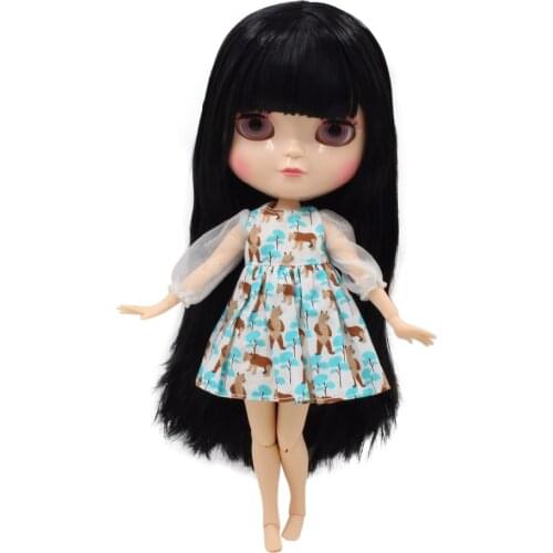 ICY DBS doll black hair azone body joint body BL9601 white skin 30cm height