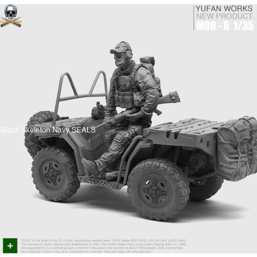 Yufan Model 1/35 Resin Figure Soldier + Terrain Vehicle US Navy Seal Commando Model Kit MOO-08