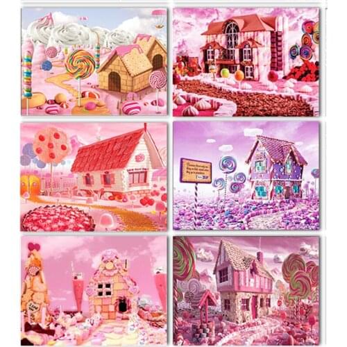 5D DIY Diamond Sweet house, dessert house Collection Painting Cross Stitch Kit Diamond Diamond Embroidery Mosaic Art Picture