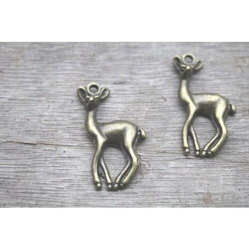 20pcs/lot Bronze tone HP Inspired Snape and Lily Patronus 3D Deer Charm Pendant Necklace 20*33mm