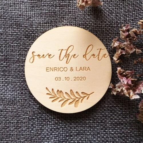 Personalized Wood Carved Handicraft Wood Save the date magnets Laser Cut Wedding Decor，for Guests Wedding Souvenirs Decoration