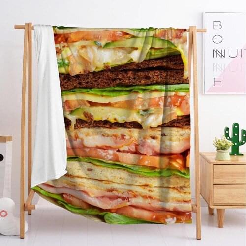 Bedding Outlet Blanket Food 3D Soft Fluffy Blanket Doughnuts and pizza Plush Bedding Colorful Dessert Custom Blanket Dropship