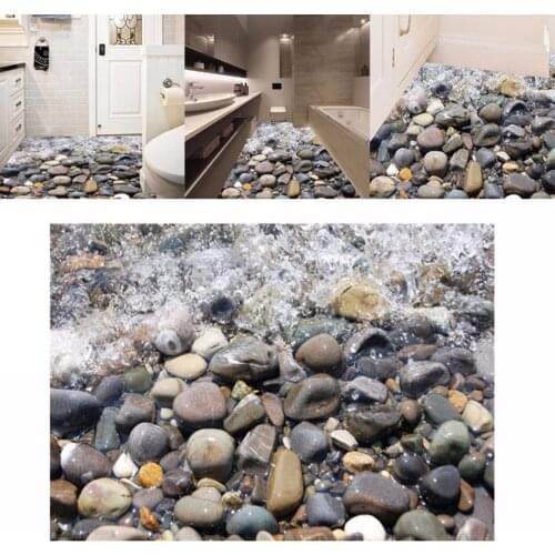 1PC Stone Floor Wall Stickers DIY 3D Beach Stone Floor Wall Stickers Removable Mural Decal Vinyl Art Room Decor 50*70cm