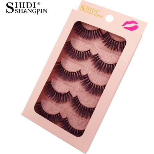 SHIDISHANGPIN 5 Pairs False Eyelashes Natural Thick Makeup Fake Mink Eyelash Extension 3d Mink Lashes Beauty Maquiagem Cilios