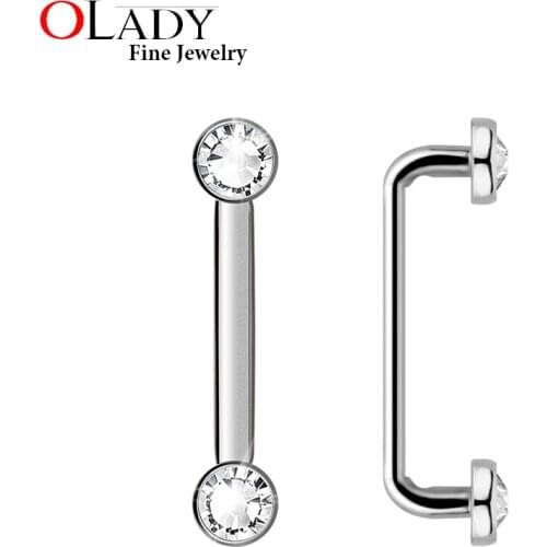 1PCS 100% Titanium G23 internally threaded Surfacel Barbell With Flat Top Piercing Jewelry silver