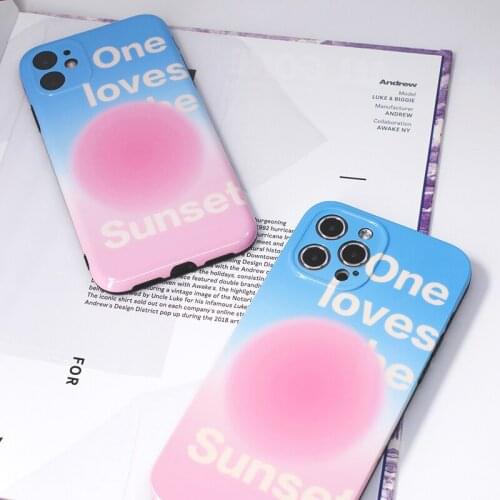 Korea sunset case for iphone 12 11 Pro silicone love cover for iphone xs max xr 11 12Pro 8 7Plus camera protect phone funda capa