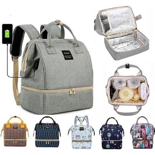Diaper Bag Mummy Maternity Baby Bags Small Travel Grey Nappy Changing Backpack Women Insulated Lunch Bag Stroller Organizer