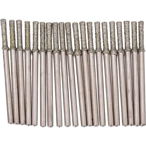 20Pcs 2mm Diamond Coated Hole Saw Drill Bits Saw Solid Core Drill Bits For Jewelry Glass Tile Ceramic Marble Hole Sawing Cutting