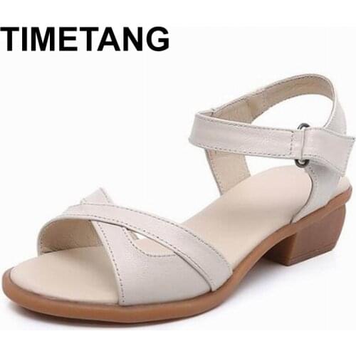 TIMETANG 2018 summer new arrive women sandals simple solid colors buckle summer shoes leisure low heels shoes