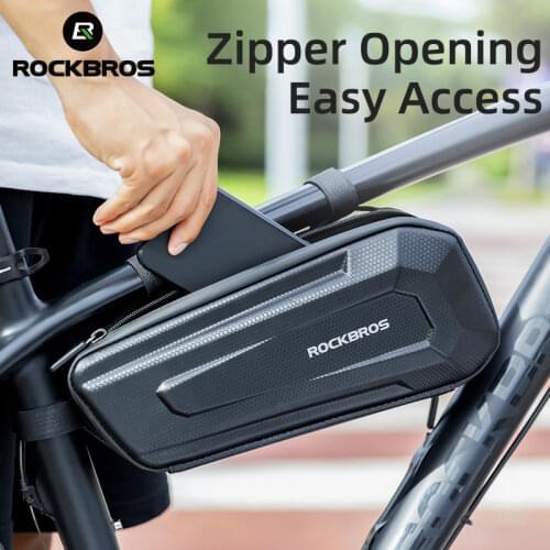 ROCKBROS Waterproof Bike Bag Double Zipper Hard Shell Bicycle Bag MTB Road Front Tube Frame Cycling Bag Bike Accessories