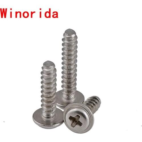 GuHua Stainless Steel Cross Round Head with Pad Flat Tail Self Tapping Screws Philips Pan Head Flat End Screw M2M2.6M3M4 20pcs