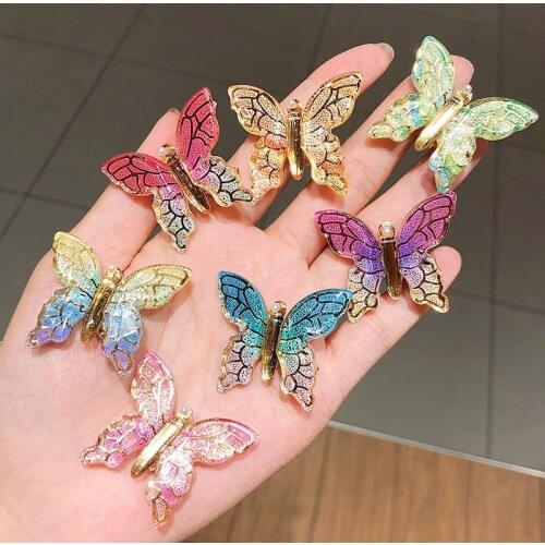 1pcs New Cute Colorful Butterfly Hairpin For Women Girls Sweet Hair Ornament Clip Barrette Headband Fashion Hair Accessories
