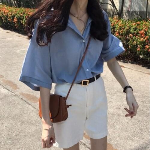 Chiffon Shirt Womens Short-Sleeved Summer Dress 2021 New Half Sleeve Design Sense Niche Top Versatile Retro