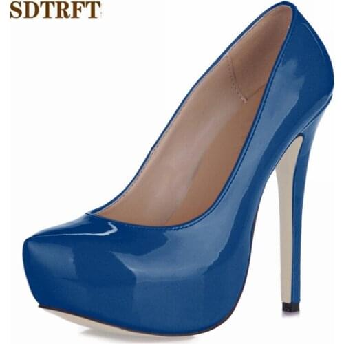 SDTRFT Top quality Stilettos zapatos mujer 14cm thin high heels platform wedding shoes woman sexy Crossdresser Round Toe pumps