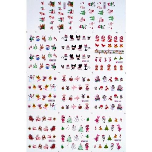 11 PACKS / LOT SILVERY GLITTER POWDER WATER DECAL SLIDER NAIL ART BEAUTY CHRISTMAS XMAS SANTA CLAUSE CAT BELL BJC023-033